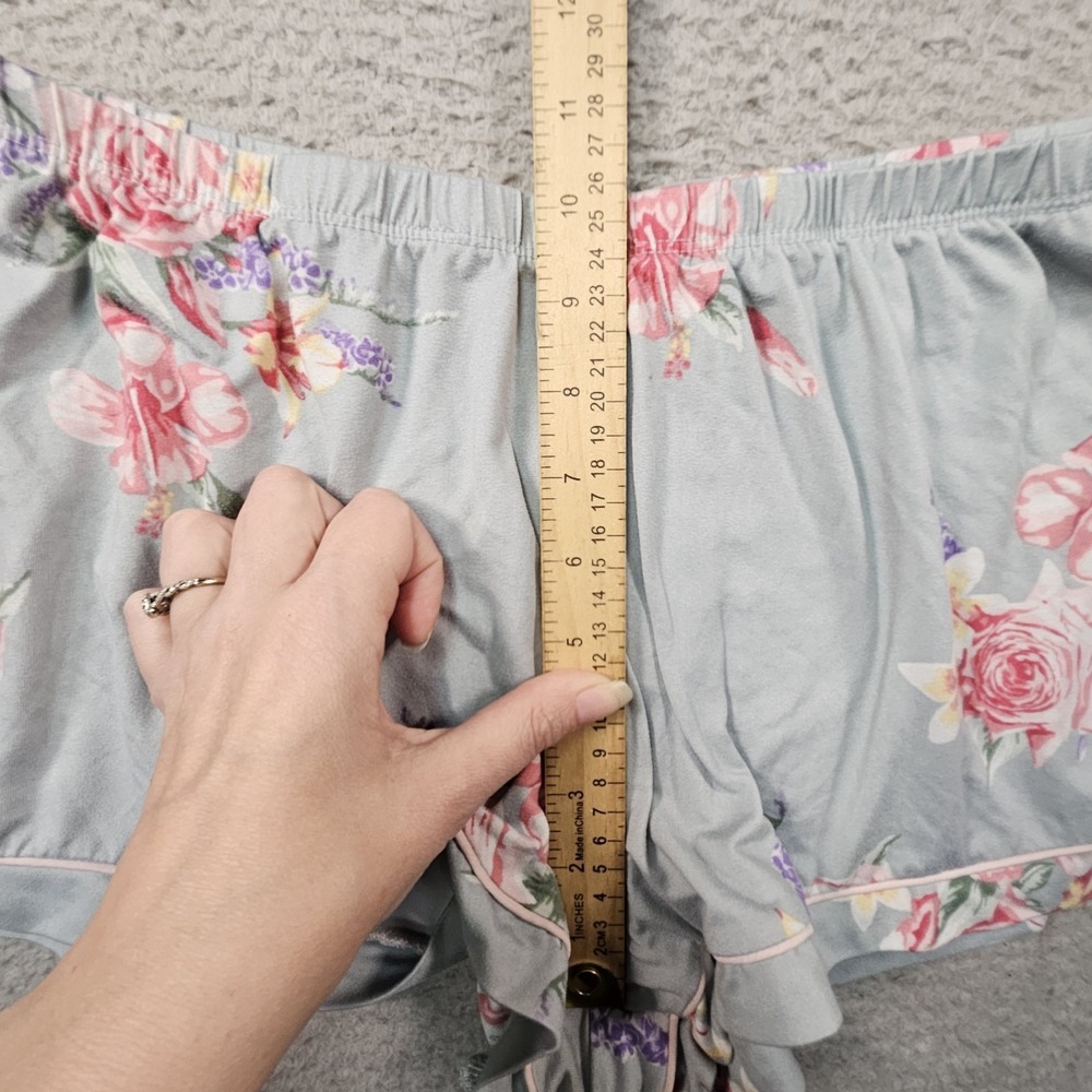 Flora Nikrooz Floral Pajama Set Women M Blue Cottagecore Lounge Pastel Sleepwear - Picture 15 of 16